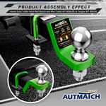 AUTMATCH Trailer Hitch Ball Mount with 2 Inch Hitch Ball - Fits 2" Receiver with Hitch Tightener, 8000Lbs Capacity Ball Hitch, 2-Inch Drop with 5/8" Hitch Lock Pin,Green & Black