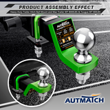 AUTMATCH Trailer Hitch Ball Mount with 2 Inch Hitch Ball - Fits 2" Receiver with Hitch Tightener, 8000Lbs Capacity Ball Hitch, 2-Inch Drop with 5/8" Hitch Lock Pin,Green & Black
