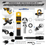 AUTMATCH Trailer Hitch Ball Mount with 2 Inch Hitch Ball - Fits 2" Receiver with Hitch Tightener, 8000Lbs Capacity Ball Hitch, 2-Inch Drop with 5/8" Hitch Lock Pin,Yellow & Black