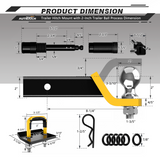 AUTMATCH Trailer Hitch Ball Mount with 2 Inch Hitch Ball - Fits 2" Receiver with Hitch Tightener, 8000Lbs Capacity Ball Hitch, 2-Inch Drop with 5/8" Hitch Lock Pin,Yellow & Black