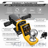 AUTMATCH Trailer Hitch Ball Mount with 2 Inch Hitch Ball - Fits 2" Receiver with Hitch Tightener, 8000Lbs Capacity Ball Hitch, 2-Inch Drop with 5/8" Hitch Lock Pin,Yellow & Black