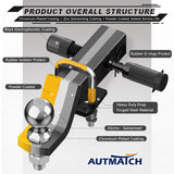 AUTMATCH Trailer Hitch Ball Mount with 2 Inch Hitch Ball - Fits 2" Receiver with Hitch Tightener, 8000Lbs Capacity Ball Hitch, 2-Inch Drop with 5/8" Hitch Lock Pin,Yellow & Black