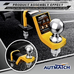AUTMATCH Trailer Hitch Ball Mount with 2 Inch Hitch Ball - Fits 2" Receiver with Hitch Tightener, 8000Lbs Capacity Ball Hitch, 2-Inch Drop with 5/8" Hitch Lock Pin,Yellow & Black