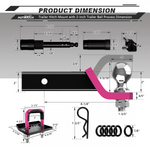 AUTMATCH Trailer Hitch Ball Mount with 2 Inch Hitch Ball - Fits 2" Receiver with Hitch Tightener, 8000Lbs Capacity Ball Hitch, 2-Inch Drop with 5/8" Hitch Lock Pin,Pink & Black