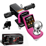 AUTMATCH Trailer Hitch Ball Mount with 2 Inch Hitch Ball - Fits 2" Receiver with Hitch Tightener, 8000Lbs Capacity Ball Hitch, 2-Inch Drop with 5/8" Hitch Lock Pin,Pink & Black