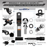 AUTMATCH Trailer Hitch Ball Mount with 2 Inch Hitch Ball - Fits 2" Receiver with Hitch Tightener, 8000Lbs Capacity Ball Hitch, 4-Inch Drop with 5/8" Hitch Lock Pin
