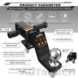 AUTMATCH Trailer Hitch Ball Mount with 2 Inch Hitch Ball - Fits 2" Receiver with Hitch Tightener, 8000Lbs Capacity Ball Hitch, 4-Inch Drop with 5/8" Hitch Lock Pin