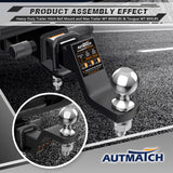 AUTMATCH Trailer Hitch Ball Mount with 2 Inch Hitch Ball - Fits 2" Receiver with Hitch Tightener, 8000Lbs Capacity Ball Hitch, 4-Inch Drop with 5/8" Hitch Lock Pin