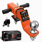 AUTMATCH Trailer Hitch Ball Mount with 2 Inch Hitch Ball - Fits 2" Receiver with Hitch Tightener, 8000Lbs Capacity Ball Hitch, 4-Inch Drop with 5/8" Hitch Lock Pin