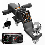 AUTMATCH Trailer Hitch Ball Mount with 2 Inch Hitch Ball - Fits 2" Receiver with Hitch Tightener, 8000Lbs Capacity Ball Hitch, 4-Inch Drop with 5/8" Hitch Lock Pin