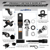 AUTMATCH Trailer Hitch Ball Mount with 2 Inch Hitch Ball - Fits 2" Receiver with Hitch Tightener, 8000Lbs Capacity Ball Hitch, 6-Inch Drop with 5/8" Hitch Lock Pin