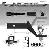 AUTMATCH Trailer Hitch Ball Mount with 2 Inch Hitch Ball - Fits 2" Receiver with Hitch Tightener, 8000Lbs Capacity Ball Hitch, 6-Inch Drop with 5/8" Hitch Lock Pin