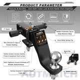 AUTMATCH Trailer Hitch Ball Mount with 2 Inch Hitch Ball - Fits 2" Receiver with Hitch Tightener, 8000Lbs Capacity Ball Hitch, 6-Inch Drop with 5/8" Hitch Lock Pin