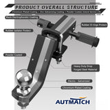 AUTMATCH Trailer Hitch Ball Mount with 2 Inch Hitch Ball - Fits 2" Receiver with Hitch Tightener, 8000Lbs Capacity Ball Hitch, 6-Inch Drop with 5/8" Hitch Lock Pin