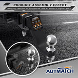 AUTMATCH Trailer Hitch Ball Mount with 2 Inch Hitch Ball - Fits 2" Receiver with Hitch Tightener, 8000Lbs Capacity Ball Hitch, 6-Inch Drop with 5/8" Hitch Lock Pin