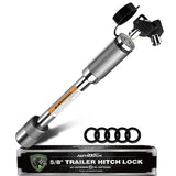 AUTMATCH Trailer Hitch Lock - 5/8" Hitch Receiver Pin Lock with Extra Long 3" Span, Fits Class III IV 2" Receiver, Anti-Theft Trailer Receiver Lock for Tow Trailer Truck Bike Car Boat, Silver