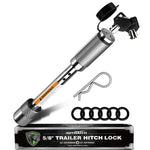 AUTMATCH Trailer Hitch Lock - 5/8" Hitch Receiver Pin Lock with Extra Long 4" Span, Fits Class III IV V 2", 2-1/2", 3" & 3-1/2" Receiver, Anti-Theft Trailer Receiver Lock for Tow Truck Car, Silver
