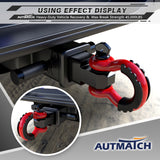 AUTMATCH Shackle Hitch Receiver 2 Inch with 3/4" D Ring Shackle and 5/8" Trailer Hitch Lock Pin 45,000 Lbs Break Strength Black & Red