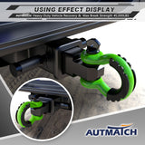 AUTMATCH Shackle Hitch Receiver 2 Inch with 3/4" D Ring Shackle and 5/8" Trailer Hitch Lock Pin 45,000 Lbs Break Strength Black & Green