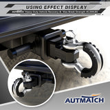 AUTMATCH Shackle Hitch Receiver 2 Inch with 3/4" D Ring Shackle and 5/8" Trailer Hitch Lock Pin 45,000 Lbs Break Strength Black & Silver