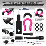 AUTMATCH Shackle Hitch Receiver 2 Inch with 3/4" D Ring Shackle and 5/8" Trailer Hitch Lock Pin 45,000 Lbs Break Strength Black & Pink
