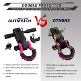 AUTMATCH Shackle Hitch Receiver 2 Inch with 3/4" D Ring Shackle and 5/8" Trailer Hitch Lock Pin 45,000 Lbs Break Strength Black & Pink