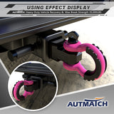 AUTMATCH Shackle Hitch Receiver 2 Inch with 3/4" D Ring Shackle and 5/8" Trailer Hitch Lock Pin 45,000 Lbs Break Strength Black & Pink