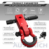 AUTMATCH Shackle Hitch Receiver 2 Inch with 3/4" D Ring Shackle and 5/8" Trailer Hitch Lock Pin 45,000 Lbs Break Strength Red