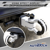 AUTMATCH Shackle Hitch Receiver 2 Inch with 3/4" D Ring Shackle and 5/8" Trailer Hitch Lock Pin 45,000 Lbs Break Strength White