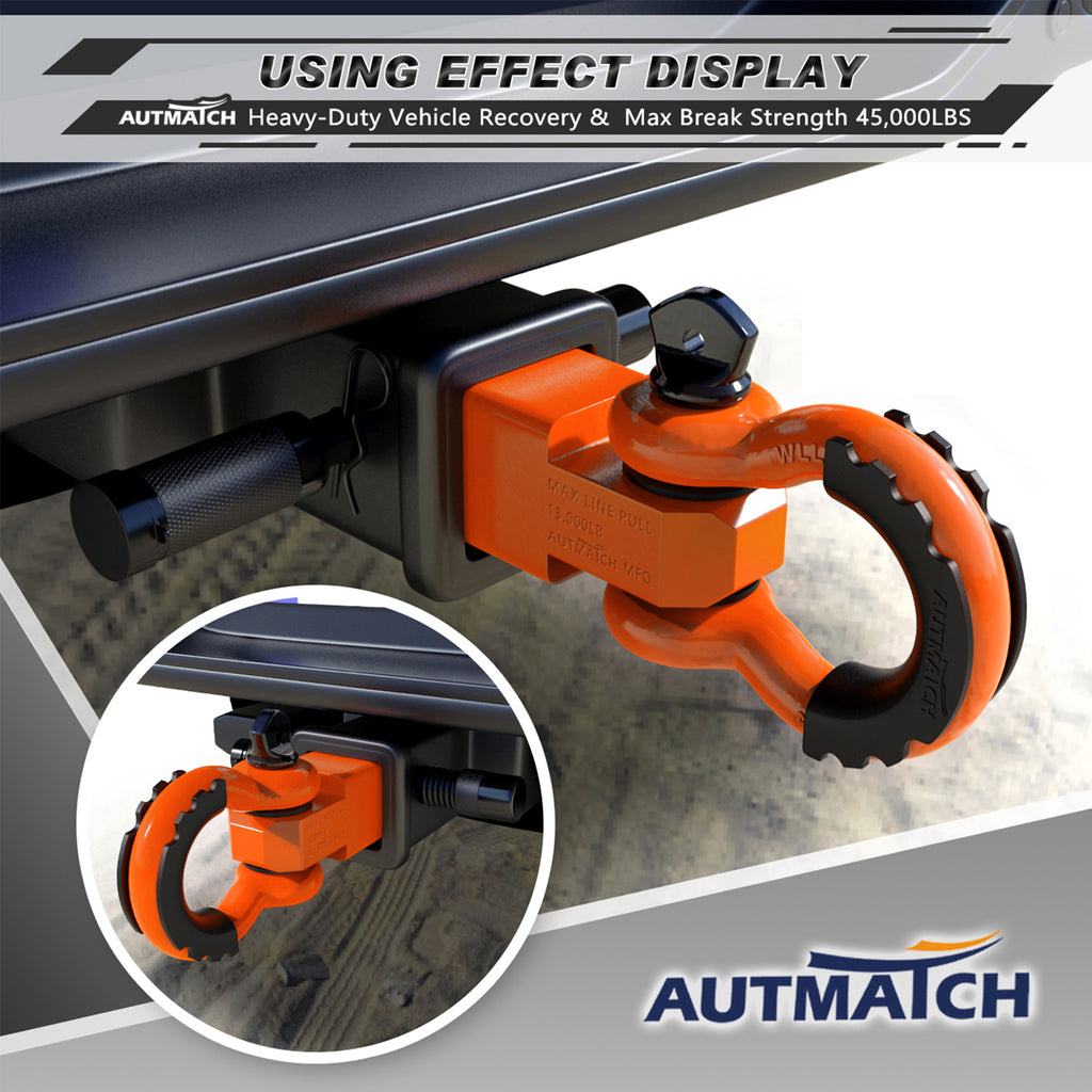 AUTMATCH Shackles 3/4 D-ring beugel (2 stuks) 68.000 Ibs breeksterkte met 7/8 schroefpin en beugel isolator & ringen kit voor sleepriem lier off-road voertuig herstel blauw en zwart AUTMATCH Shackles 3/4 D-ring beugel (2 stuks) 68.000 Ibs breeksterkte met 7/8 schroefpin en beugel isolator & ringen kit voor sleepriem lier off-road voertuig herstel blauw en zwart