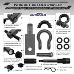 AUTMATCH Shackle Hitch Receiver 2 Inch with 3/4" D Ring Shackle and 5/8" Trailer Hitch Lock Pin 45,000 Lbs Break Strength Grainstone