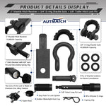 AUTMATCH Shackle Hitch Receiver 2 Inch with 3/4" D Ring Shackle and 5/8" Trailer Hitch Lock Pin 45,000 Lbs Break Strength Grainstone