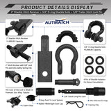 AUTMATCH Shackle Hitch Receiver 2 Inch with 3/4" D Ring Shackle and 5/8" Trailer Hitch Lock Pin 45,000 Lbs Break Strength Grainstone