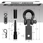 AUTMATCH Shackle Hitch Receiver 2 Inch with 3/4" D Ring Shackle and 5/8" Trailer Hitch Lock Pin 45,000 Lbs Break Strength Grainstone