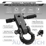 AUTMATCH Shackle Hitch Receiver 2 Inch with 3/4" D Ring Shackle and 5/8" Trailer Hitch Lock Pin 45,000 Lbs Break Strength Grainstone
