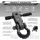 AUTMATCH Shackle Hitch Receiver 2 Inch with 3/4" D Ring Shackle and 5/8" Trailer Hitch Lock Pin 45,000 Lbs Break Strength Grainstone