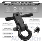 AUTMATCH Shackle Hitch Receiver 2 Inch with 3/4" D Ring Shackle and 5/8" Trailer Hitch Lock Pin 45,000 Lbs Break Strength Grainstone
