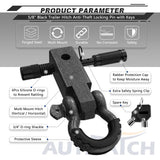 AUTMATCH Shackle Hitch Receiver 2 Inch with 3/4" D Ring Shackle and 5/8" Trailer Hitch Lock Pin 45,000 Lbs Break Strength Grainstone