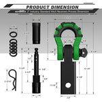 AUTMATCH Mega Shackle Hitch Receiver 2 Inch with 3/4" D Ring Shackle and 5/8" Trailer Hitch Lock Pin, 68,000 Lbs Break Strength, Black & Dark Green