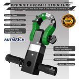 AUTMATCH Mega Shackle Hitch Receiver 2 Inch with 3/4" D Ring Shackle and 5/8" Trailer Hitch Lock Pin, 68,000 Lbs Break Strength, Black & Dark Green