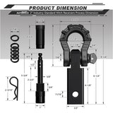 AUTMATCH Mega Shackle Hitch Receiver 2 Inch with 3/4" D Ring Shackle and 5/8" Trailer Hitch Lock Pin, 68,000 Lbs Break Strength, Black & Gunmetal