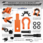 AUTMATCH Mega Shackle Hitch Receiver 2 Inch with 3/4" D Ring Shackle and 5/8" Trailer Hitch Lock Pin, 68,000 Lbs Break Strength, Orange