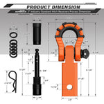 AUTMATCH Mega Shackle Hitch Receiver 2 Inch with 3/4" D Ring Shackle and 5/8" Trailer Hitch Lock Pin, 68,000 Lbs Break Strength, Orange