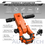 AUTMATCH Mega Shackle Hitch Receiver 2 Inch with 3/4" D Ring Shackle and 5/8" Trailer Hitch Lock Pin, 68,000 Lbs Break Strength, Orange