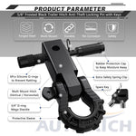 AUTMATCH Mega Shackle Hitch Receiver 2 Inch with 3/4" D Ring Shackle and 5/8" Trailer Hitch Lock Pin, 68,000 Lbs Break Strength, Frosted Black