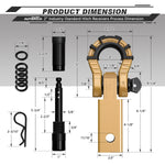 AUTMATCH Mega Shackle Hitch Receiver 2 Inch with 3/4" D Ring Shackle and 5/8" Trailer Hitch Lock Pin, 68,000 Lbs Break Strength, Gold