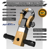 AUTMATCH Mega Shackle Hitch Receiver 2 Inch with 3/4" D Ring Shackle and 5/8" Trailer Hitch Lock Pin, 68,000 Lbs Break Strength, Gold