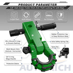 AUTMATCH Mega Shackle Hitch Receiver 2 Inch with 3/4" D Ring Shackle and 5/8" Trailer Hitch Lock Pin, 68,000 Lbs Break Strength, Dark Green