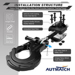 AUTMATCH Winch Hook Safety Latch 3/8" - Grade 70 Forged Steel Clevis Slip Hook and Winch Cable Hook Stopper, Max 39,600Lbs, Black