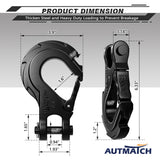 AUTMATCH Winch Hook Safety Latch 3/8" - Grade 70 Forged Steel Clevis Slip Hook and Winch Cable Hook Stopper, Max 39,600Lbs, Black